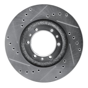 Acura SLX Brake Rotor (1) - Front Left - R1 Concepts - Drilled & Slotted - Silver - `92-`02
